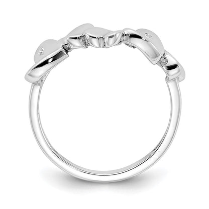 Sterlingsilber Weiß Eis Rhodiniert Diamant Herzen Ring
