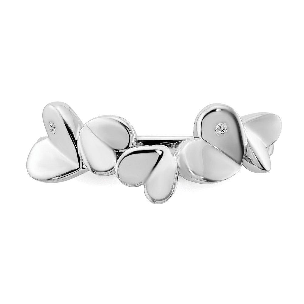 Sterlingsilber Weiß Eis Rhodiniert Diamant Herzen Ring
