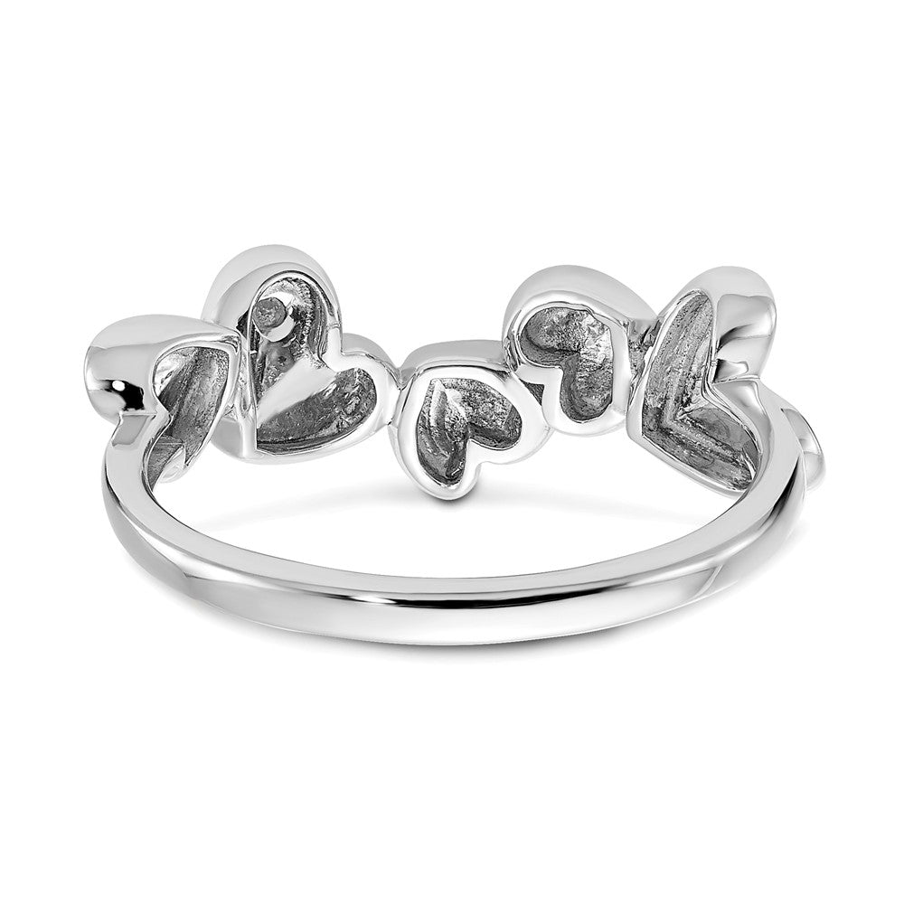 Sterlingsilber Weiß Eis Rhodiniert Diamant Herzen Ring