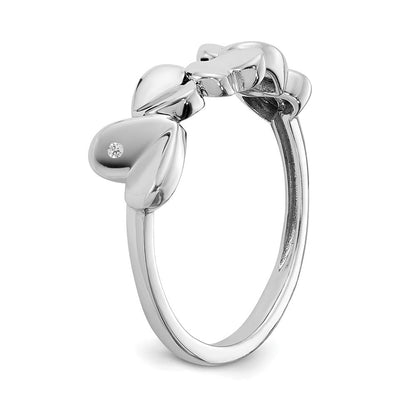 Sterlingsilber Weiß Eis Rhodiniert Diamant Herzen Ring