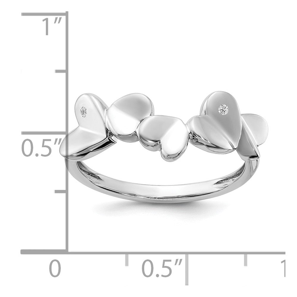 Sterlingsilber Weiß Eis Rhodiniert Diamant Herzen Ring