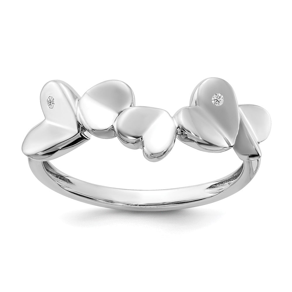 Sterlingsilber Weiß Eis Rhodiniert Diamant Herzen Ring