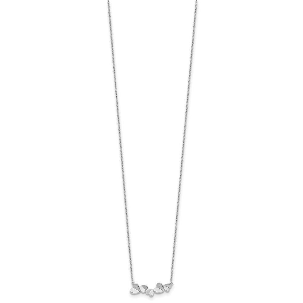 Sterlingsilber Weiß Eis Rhodiniert 18 Zoll Diamant Herz Stab Halskette