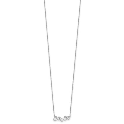 Sterlingsilber Weiß Eis Rhodiniert 18 Zoll Diamant Herz Stab Halskette