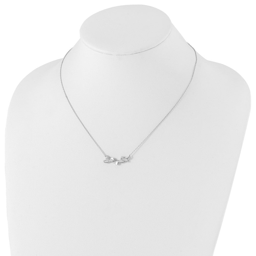 Sterlingsilber Weiß Eis Rhodiniert 18 Zoll Diamant Herz Stab Halskette