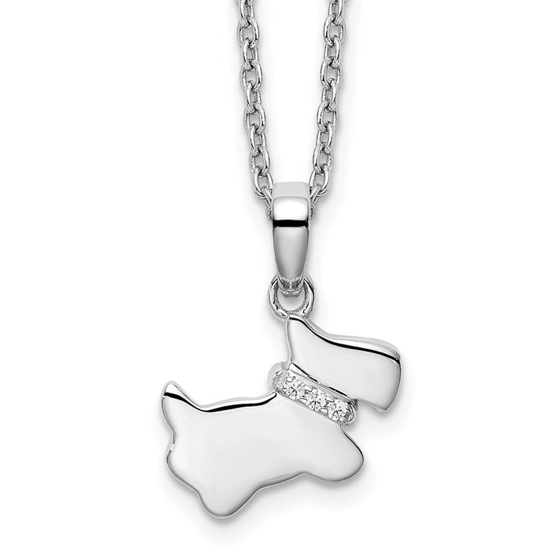 Sterlingsilber Weiß Eis Rhodiniert 18 Zoll Diamant Hund Halskette mit 2 Verlängerung