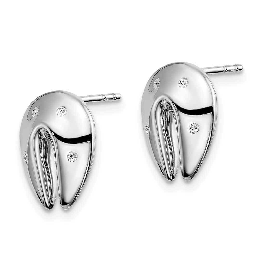 Sterlingsilber Weiß Eis Rhodiniert Diamant Fortune Cookie Ohrstecker