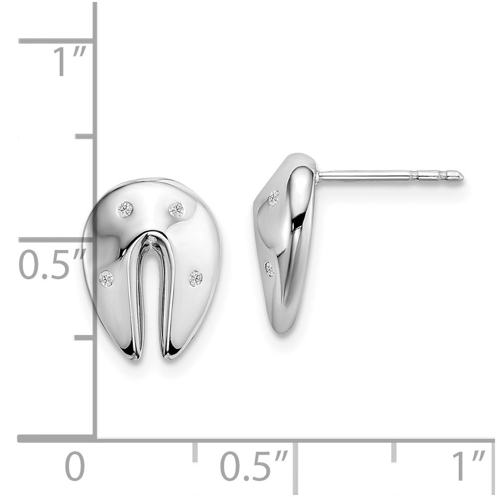 Sterlingsilber Weiß Eis Rhodiniert Diamant Fortune Cookie Ohrstecker
