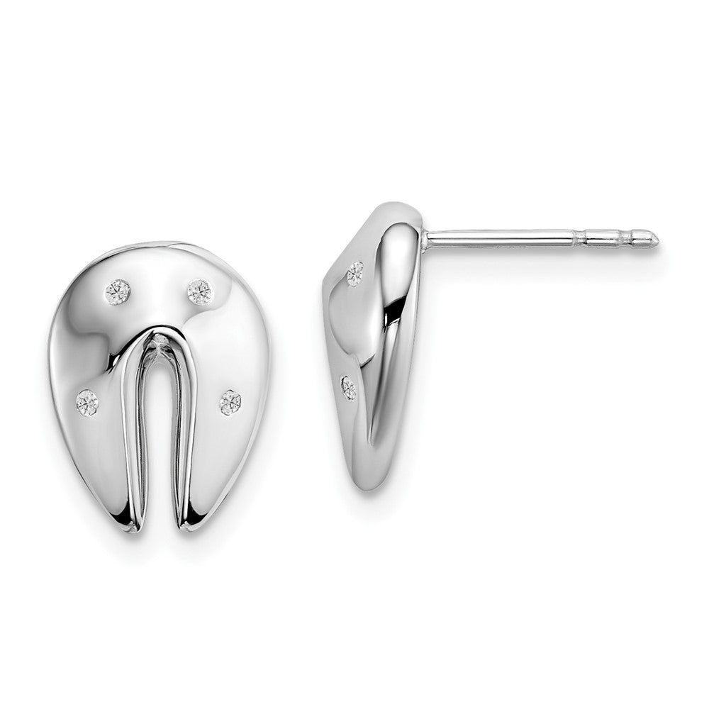 Sterlingsilber Weiß Eis Rhodiniert Diamant Fortune Cookie Ohrstecker