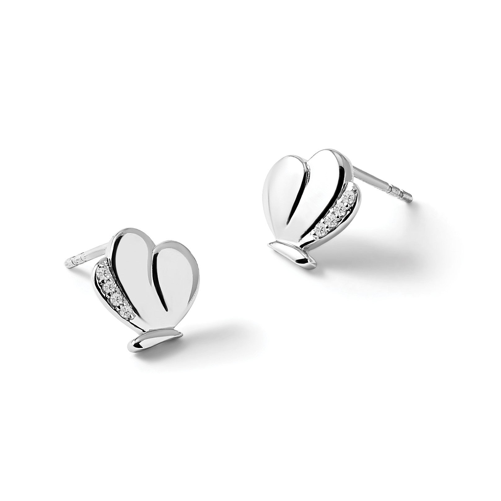 Sterlingsilber Weiß Eis Rhodiniert Diamant Schmetterling Ohrstecker