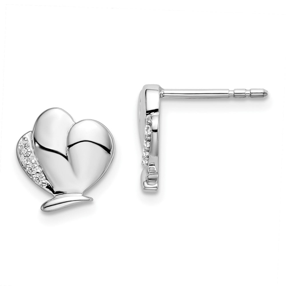 Sterlingsilber Weiß Eis Rhodiniert Diamant Schmetterling Ohrstecker