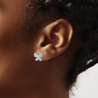 Sterlingsilber Weiß Eis Rhodiniert Diamant Schmetterling Ohrstecker