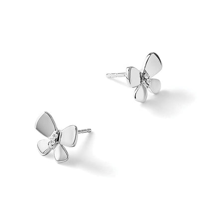 Sterlingsilber Weiß Eis Rhodiniert Diamant Schmetterling Ohrstecker
