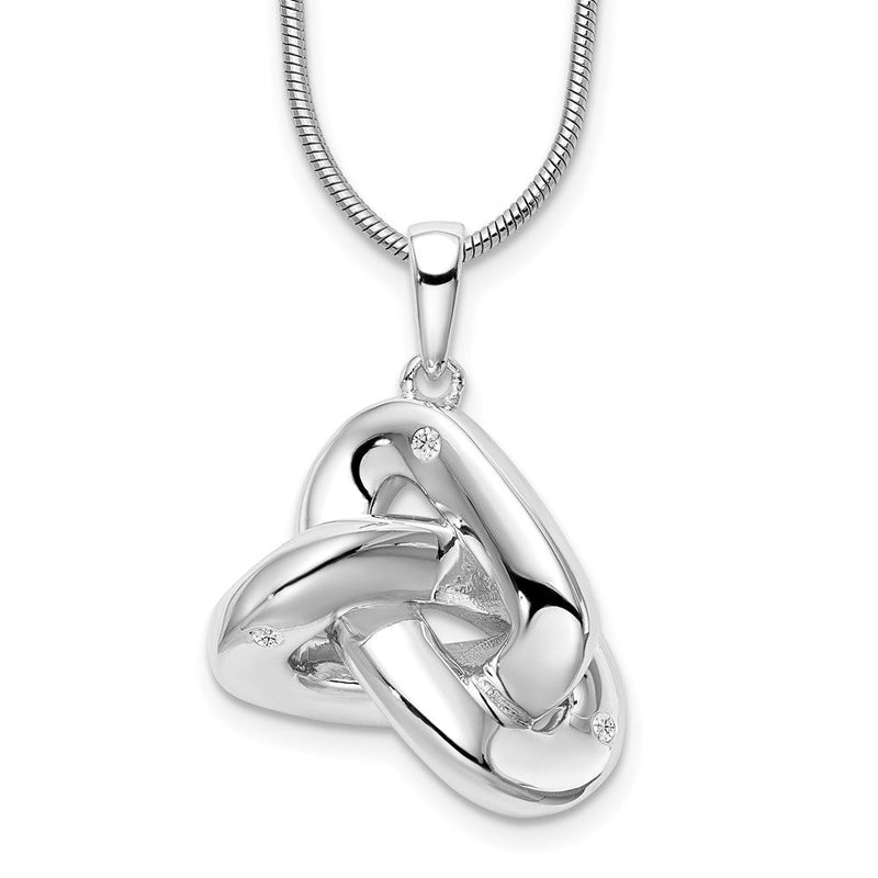 Sterlingsilber Weiß Eis Rhodiniert 18 Zoll Diamant Liebe Knoten Halskette mit 2 Verlängerung