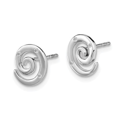 Sterlingsilber Weiß Eis Rhodiniert Diamant Wirbel Ohrstecker