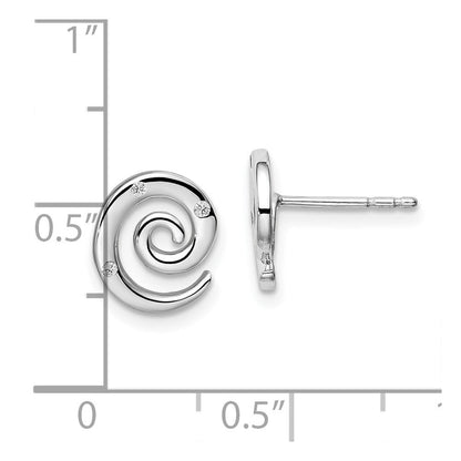 Sterlingsilber Weiß Eis Rhodiniert Diamant Wirbel Ohrstecker