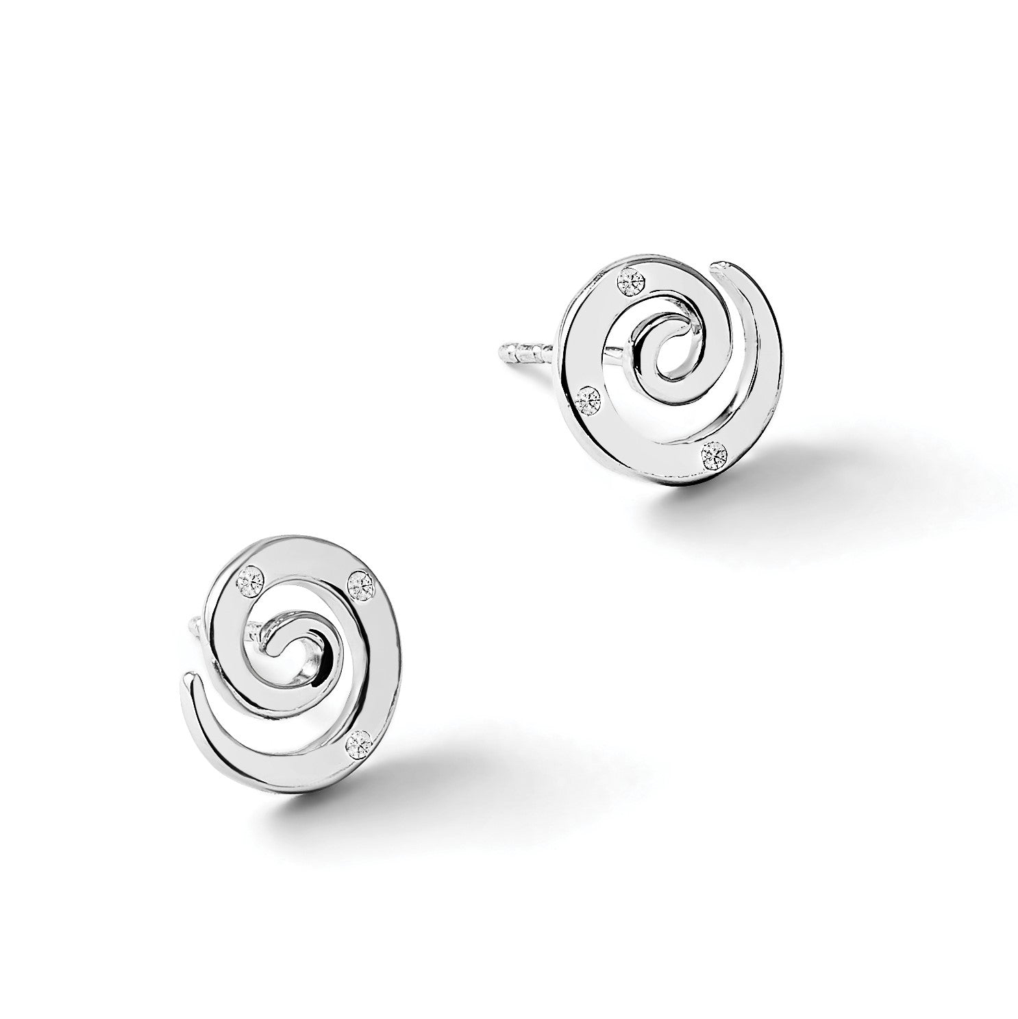Sterlingsilber Weiß Eis Rhodiniert Diamant Wirbel Ohrstecker
