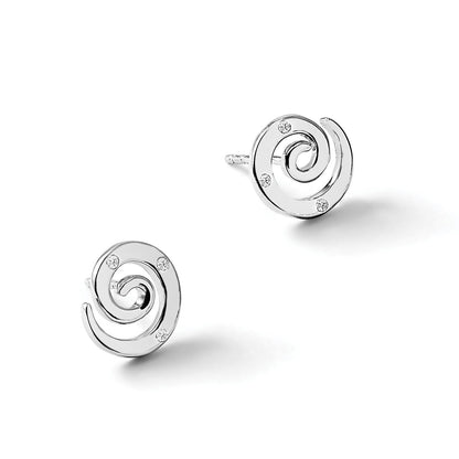 Sterlingsilber Weiß Eis Rhodiniert Diamant Wirbel Ohrstecker