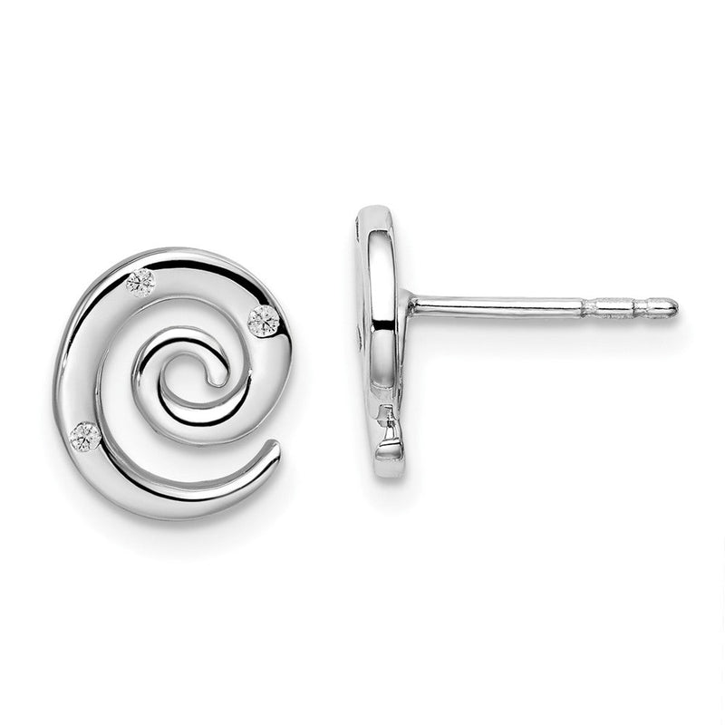 Sterlingsilber Weiß Eis Rhodiniert Diamant Wirbel Ohrstecker