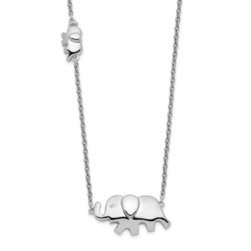 Sterlingsilber Weiß Eis Rhodiniert 18 Zoll Diamant Elefant Halskette