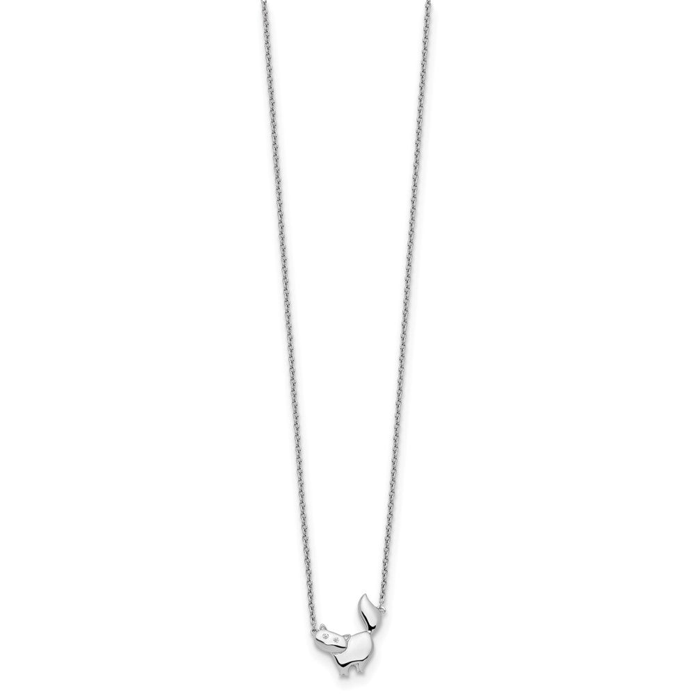 Sterlingsilber Weiß Eis Rhodiniert 18 Zoll Diamant Katze Halskette
