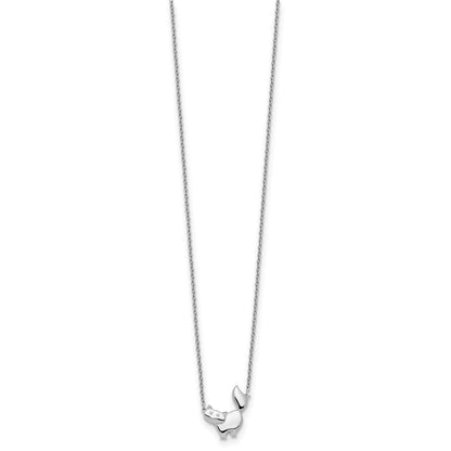 Sterlingsilber Weiß Eis Rhodiniert 18 Zoll Diamant Katze Halskette