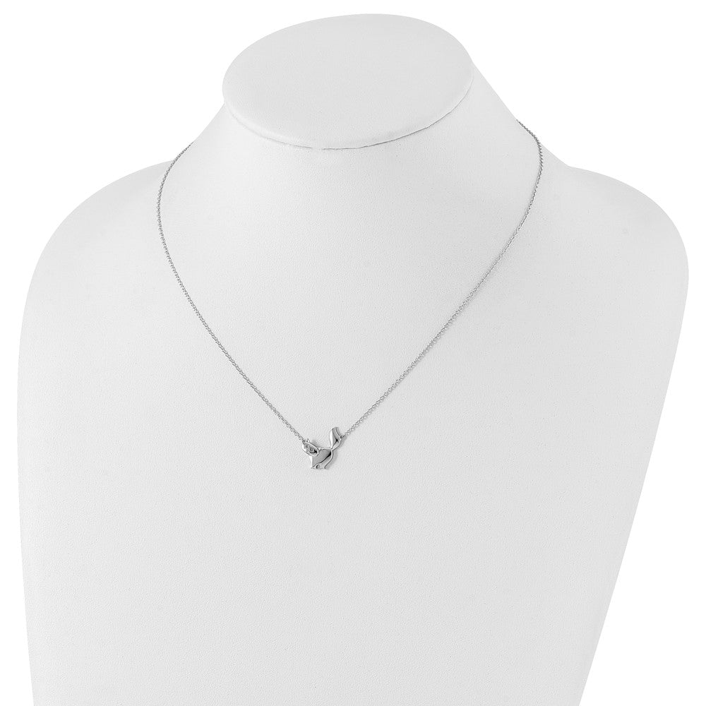 Sterlingsilber Weiß Eis Rhodiniert 18 Zoll Diamant Katze Halskette