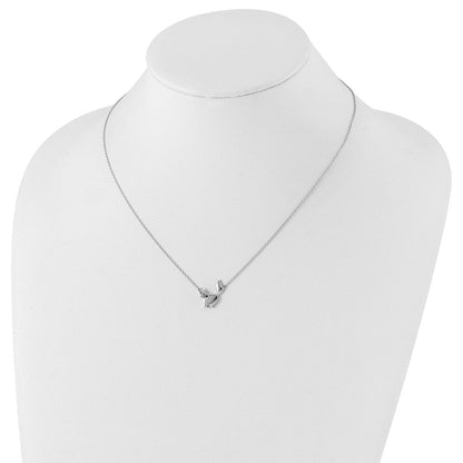Sterlingsilber Weiß Eis Rhodiniert 18 Zoll Diamant Katze Halskette