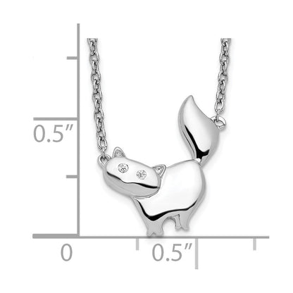 Sterlingsilber Weiß Eis Rhodiniert 18 Zoll Diamant Katze Halskette
