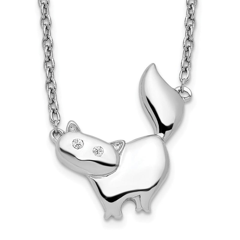 Sterlingsilber Weiß Eis Rhodiniert 18 Zoll Diamant Katze Halskette
