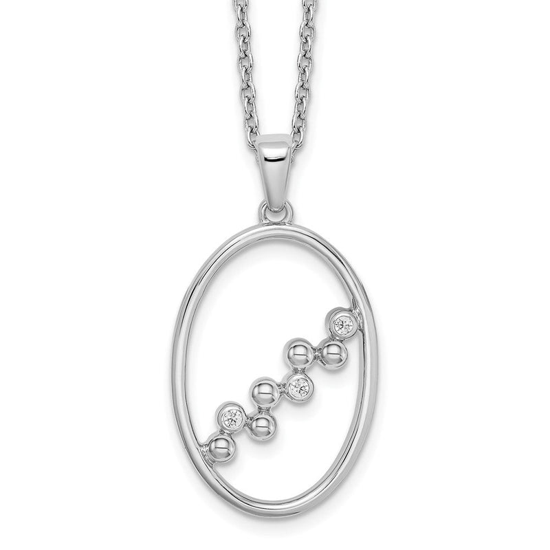 Sterlingsilber Weiß Eis Rhodiniert 18 Zoll Diamant Offen Oval Halskette mit 2 Verlängerung