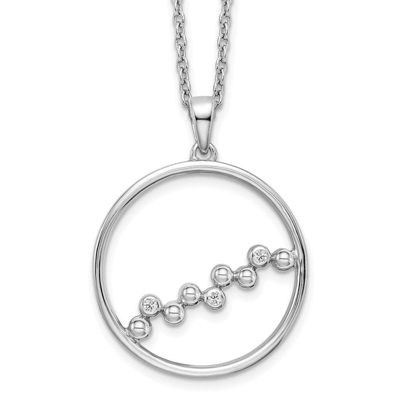 Sterlingsilber Weiß Eis Rhodiniert 18 Zoll Diamant Offen Kreis Halskette mit 2 Verlängerung