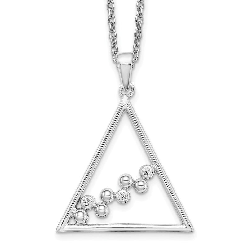 Sterlingsilber Weiß Eis Rhodiniert 18 Zoll Diamant Offen Dreieck Halskette mit 2 Verlängerung
