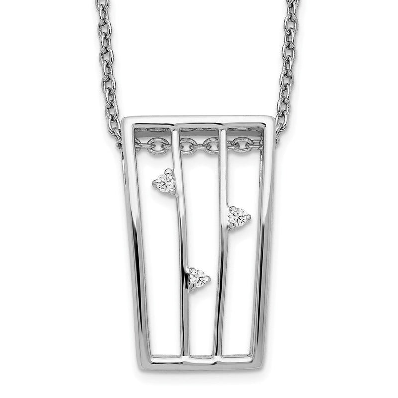 Sterlingsilber Weiß Eis Rhodiniert 18 Zoll Diamant Halskette mit 2 Verlängerung