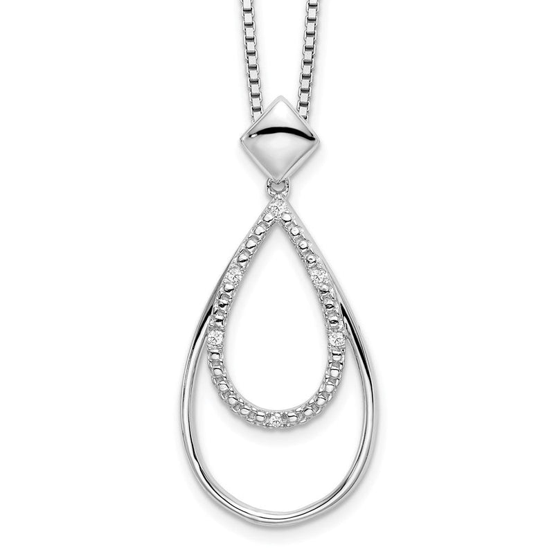 Sterlingsilber Weiß Eis Rhodiniert 18 Zoll Diamant Fantasie Tropfen Halskette mit 2 Verlängerung