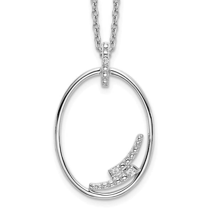 Sterlingsilber Weiß Eis Rhodiniert 18 Zoll Diamant Offen Oval Halskette mit 2 Verlängerung