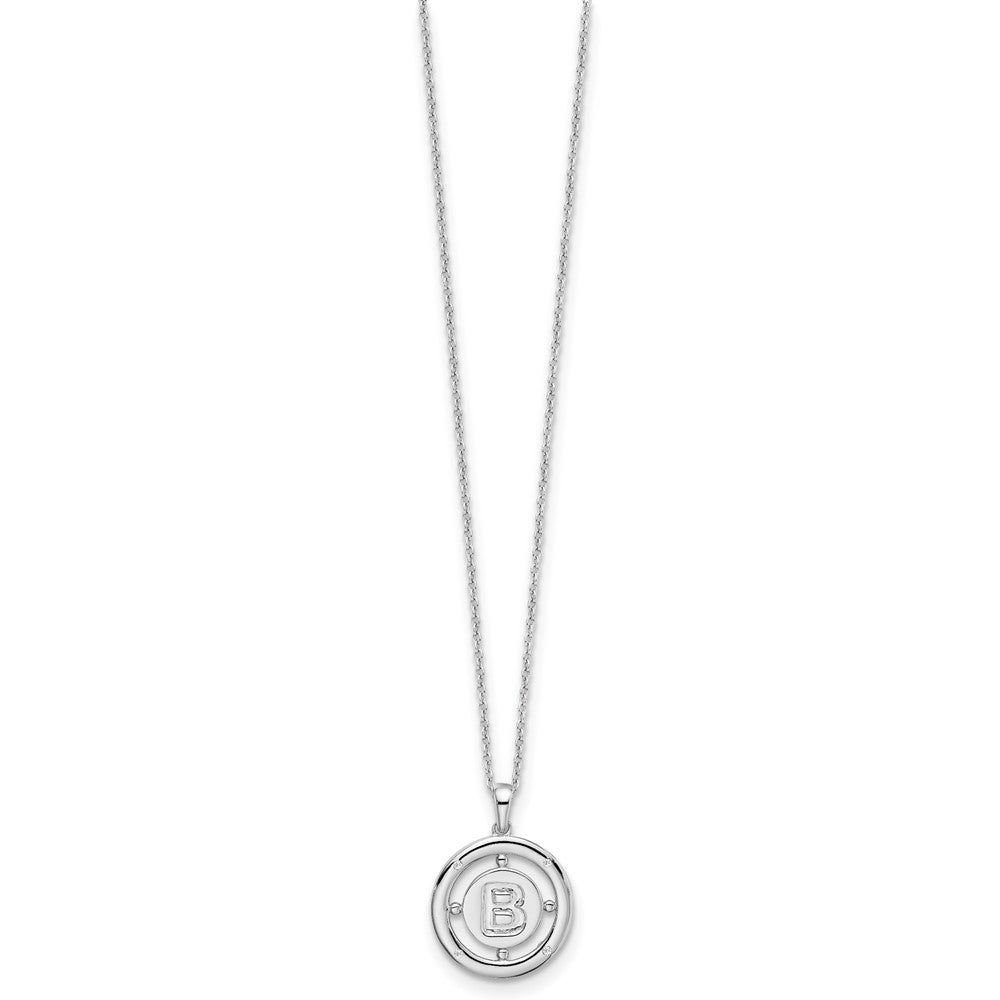 Sterlingsilber Weiß Eis Rhodiniert 18 Zoll Diamant Buchstabe B Initiale Halskette mit 2 Verlängerung