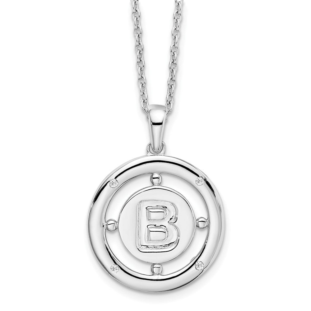 Sterlingsilber Weiß Eis Rhodiniert 18 Zoll Diamant Buchstabe B Initiale Halskette mit 2 Verlängerung