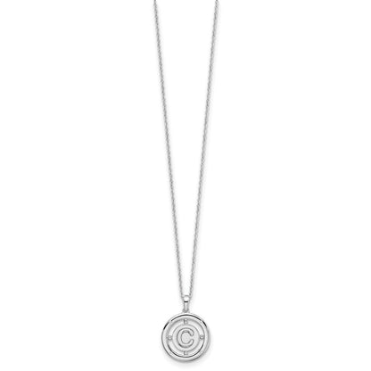 Sterlingsilber Weiß Eis Rhodiniert 18 Zoll Diamant Buchstabe C Initiale Halskette mit 2 Verlängerung