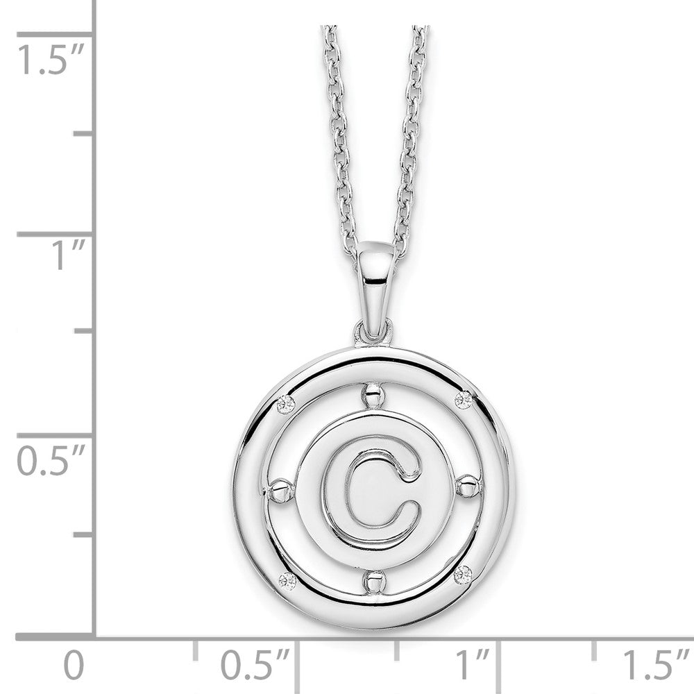 Sterlingsilber Weiß Eis Rhodiniert 18 Zoll Diamant Buchstabe C Initiale Halskette mit 2 Verlängerung