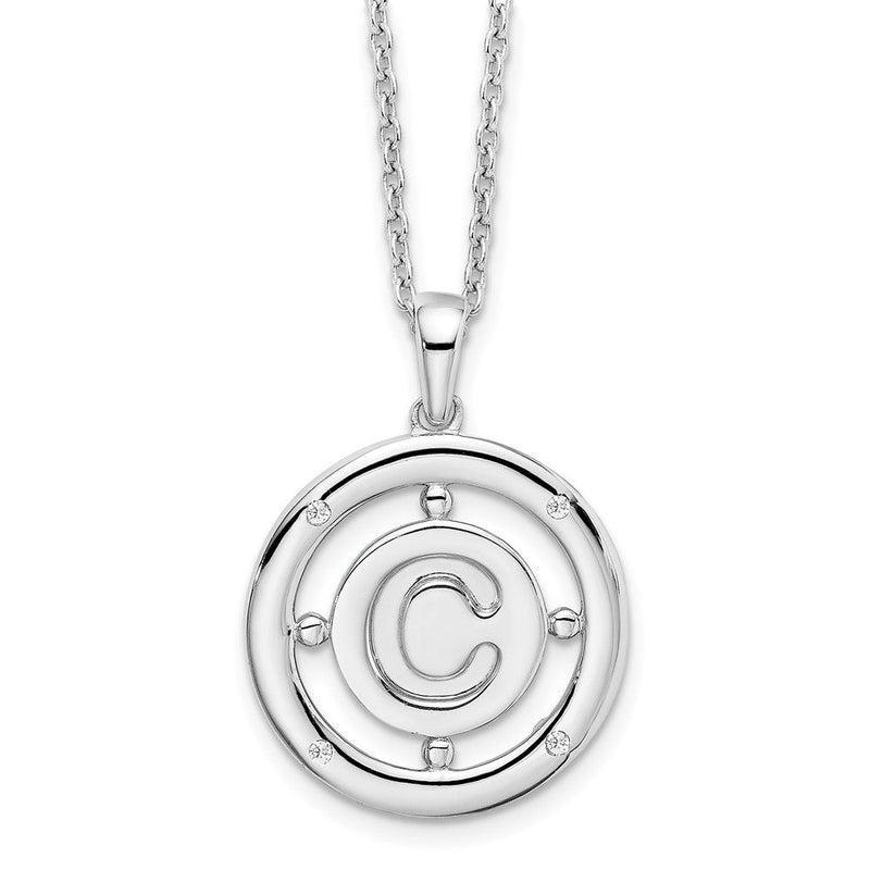 Sterlingsilber Weiß Eis Rhodiniert 18 Zoll Diamant Buchstabe C Initiale Halskette mit 2 Verlängerung