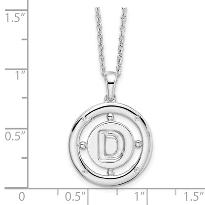 Sterlingsilber Weiß Eis Rhodiniert 18 Zoll Diamant Buchstabe D Initiale Halskette mit 2 Verlängerung