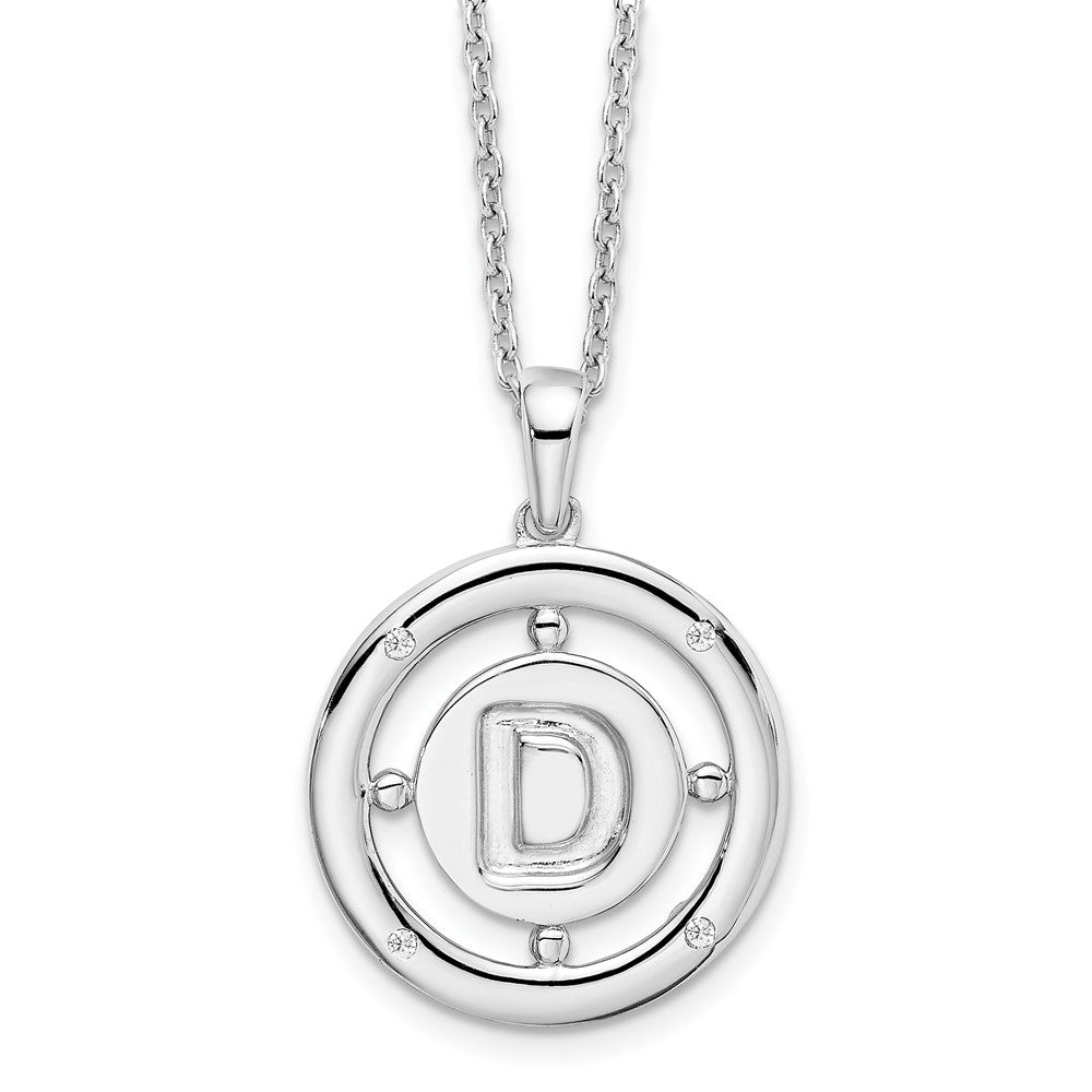 Sterlingsilber Weiß Eis Rhodiniert 18 Zoll Diamant Buchstabe D Initiale Halskette mit 2 Verlängerung