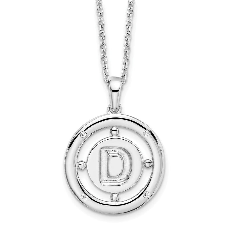 Sterlingsilber Weiß Eis Rhodiniert 18 Zoll Diamant Buchstabe D Initiale Halskette mit 2 Verlängerung