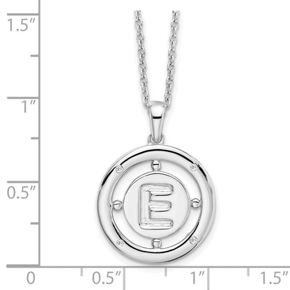 Sterlingsilber Weiß Eis Rhodiniert 18 Zoll Diamant Buchstabe E Initiale Halskette mit 2 Verlängerung