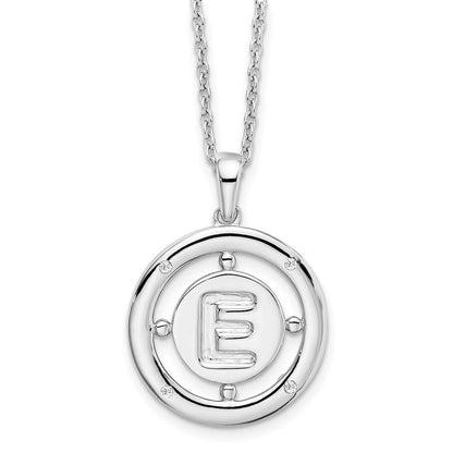 Sterlingsilber Weiß Eis Rhodiniert 18 Zoll Diamant Buchstabe E Initiale Halskette mit 2 Verlängerung