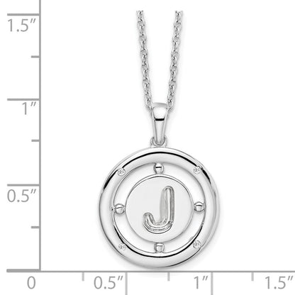 Sterlingsilber Weiß Eis Rhodiniert 18 Zoll Diamant Buchstabe J Initiale Halskette mit 2 Verlängerung