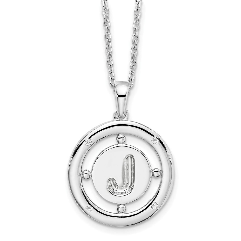 Sterlingsilber Weiß Eis Rhodiniert 18 Zoll Diamant Buchstabe J Initiale Halskette mit 2 Verlängerung