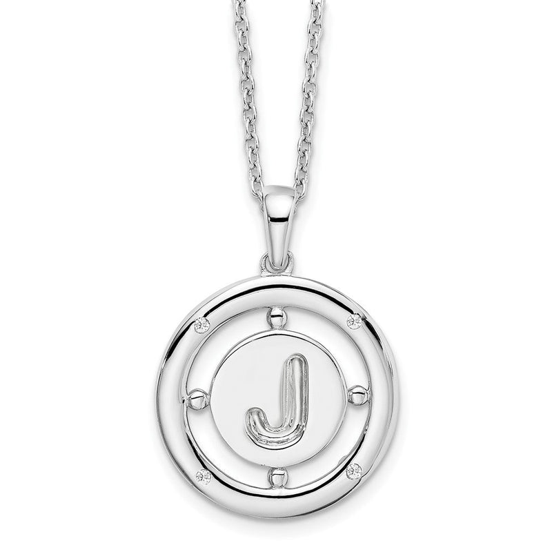 Sterlingsilber Weiß Eis Rhodiniert 18 Zoll Diamant Buchstabe J Initiale Halskette mit 2 Verlängerung
