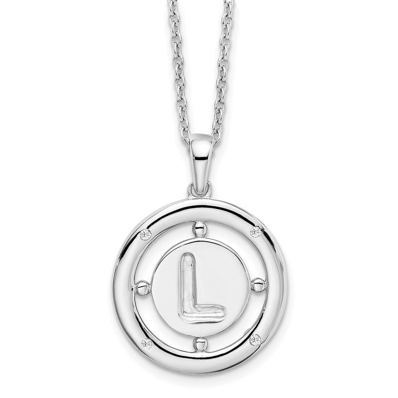Sterlingsilber Weiß Eis Rhodiniert 18 Zoll Diamant Buchstabe L Initiale Halskette mit 2 Verlängerung